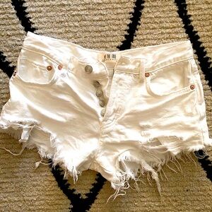 We The Free White Distressed Shorts